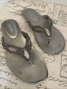 Pewter Beaded Sandals
